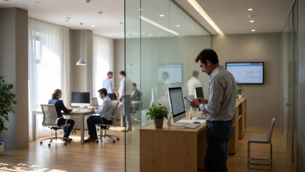 Cliente solicitando BBVA cita previa desde su teléfono móvil