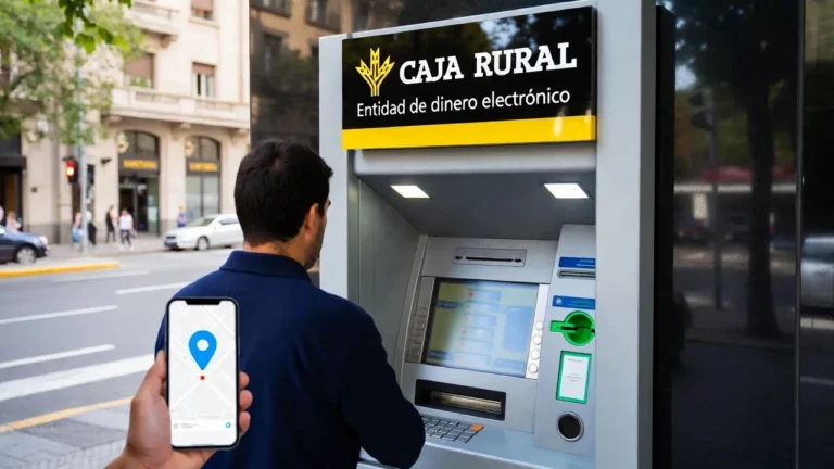 Persona utilizando un cajero Caja Rural cerca de mi en España