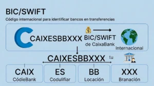 Infografía sobre el BIC de CaixaBank y su uso en transferencias globales