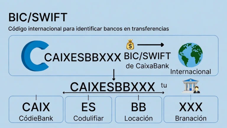 Infografía sobre el BIC de CaixaBank y su uso en transferencias globales
