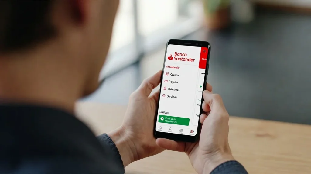Persona usando cajero automático y app bancaria en móvil mostrando seguridad digital