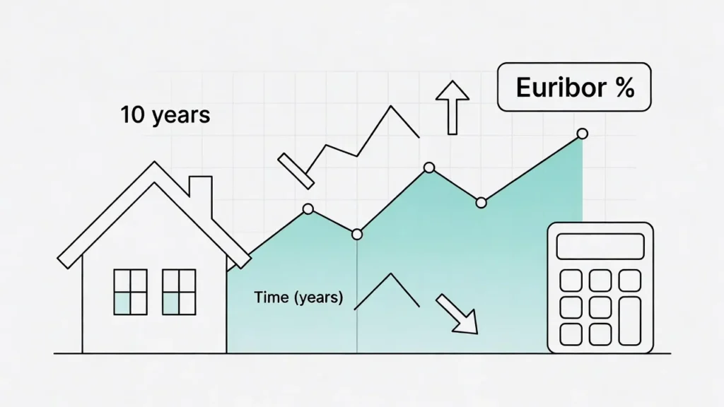 Gráfico explicativo sobre la evolución del Euríbor y cómo afecta a las cuotas hipotecarias
