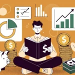 Persona aprendiendo educación financiera con libro y gráficos