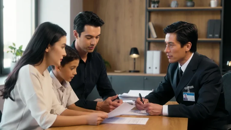 Persona firmando contrato de renting mientras un coche moderno aparece de fondo