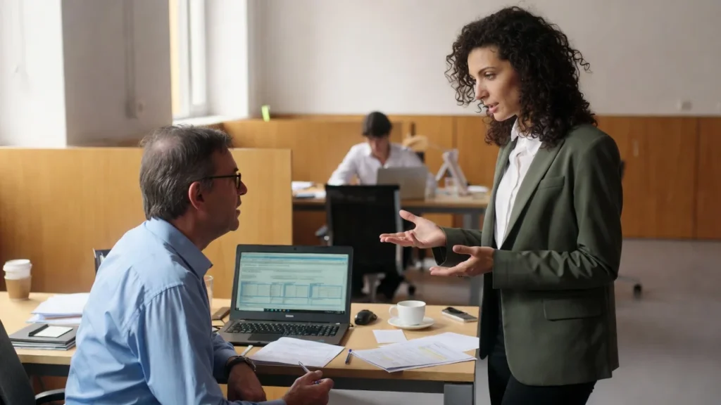 Persona solicitando ayudas económicas a personas con VIH en una oficina de servicios sociales en España