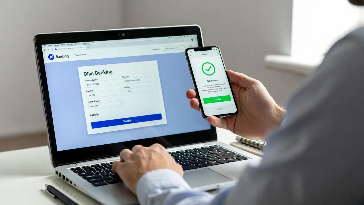 Persona verificando el banco de una cuenta bancaria usando el IBAN